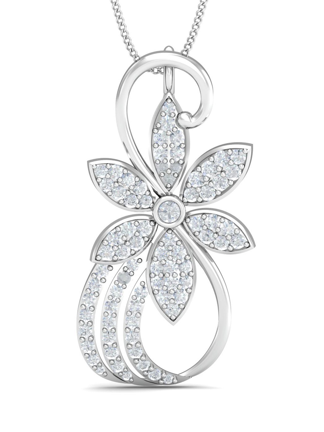

KUBERBOX Fancy Fantasia 18KT White Gold Diamond-Studded Pendant-6.0 gm, Silver