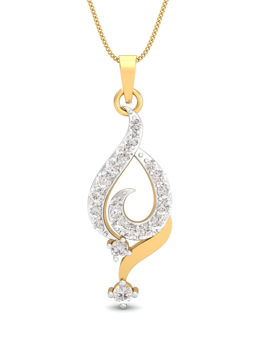 

KUBERBOX 18 KT Contemporary Crafted Pendant Diamonds 0.96 gm, Gold