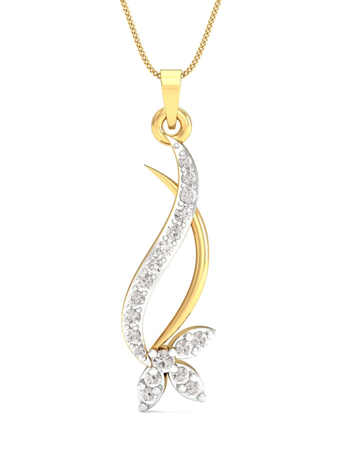 

KUBERBOX 18KT Serene Beauty Gold Diamond Studded Pendant 1.14 g