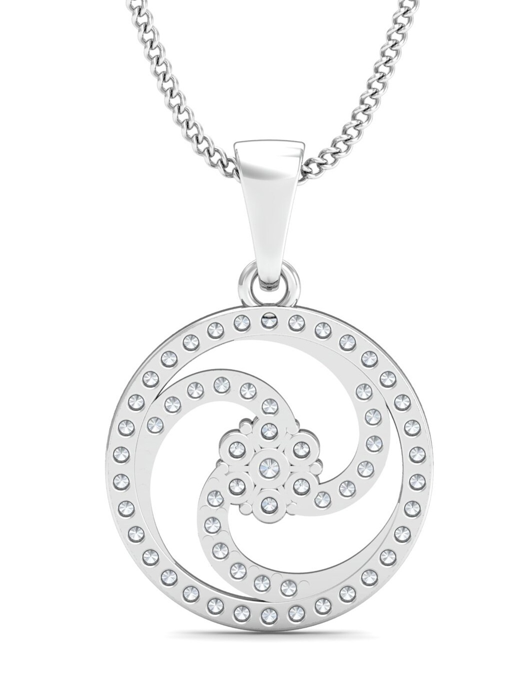 

KUBERBOX Carlita 18KT White Gold Circular Diamond-Studded Pendant 1.06 g, Silver