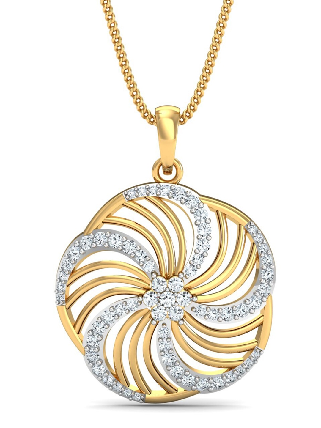 

KUBERBOX Meridian 18KT Gold Diamond- Studded Pendant-2.49 gm
