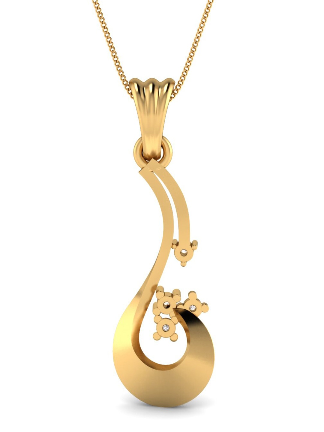 

KUBERBOX Grace Personified 18KT Gold Diamond Studded Pendant-1.2gm