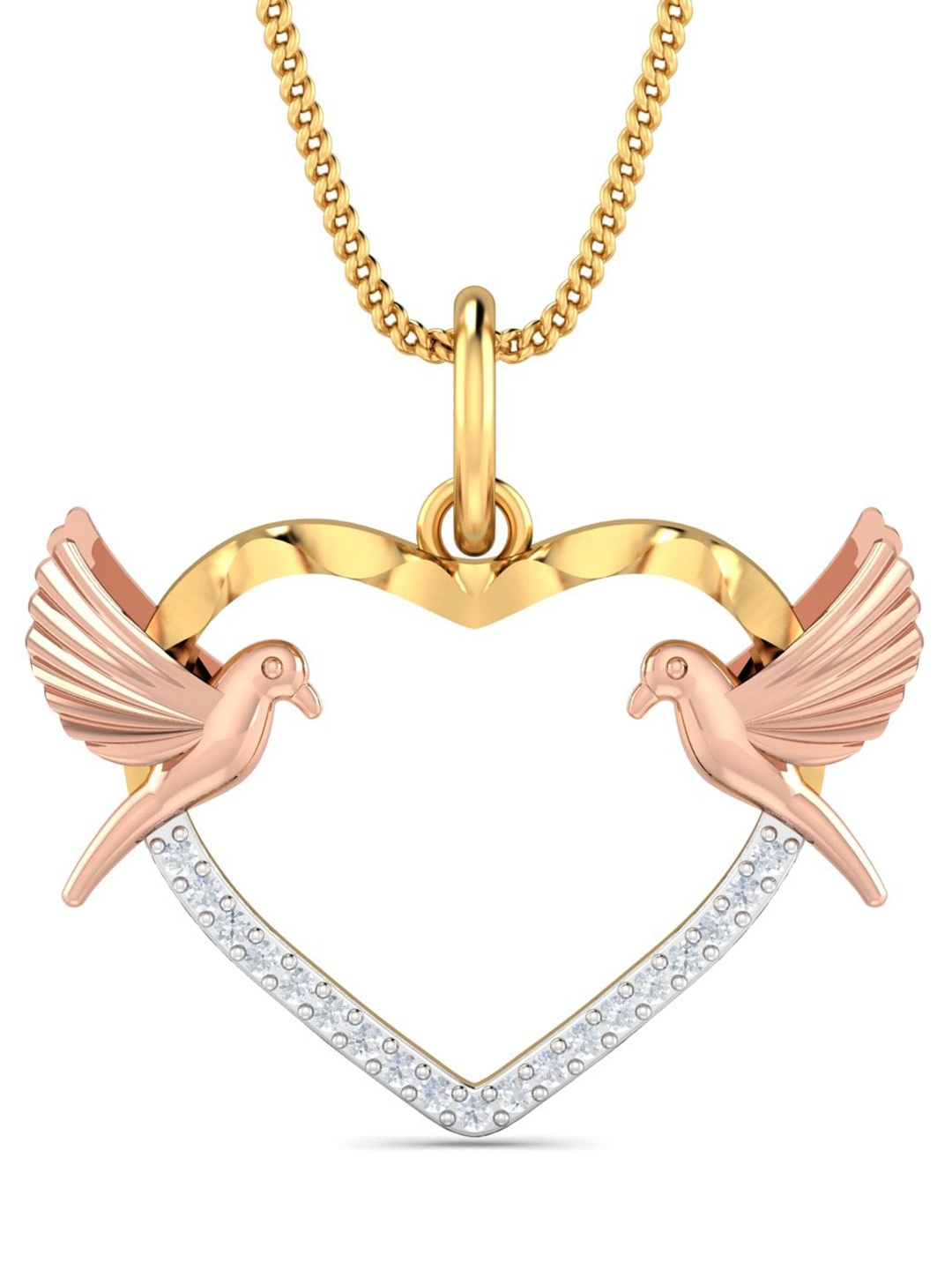 

KUBERBOX 18KT Gold Diamond Lovebirds Pendant- 2.07gm