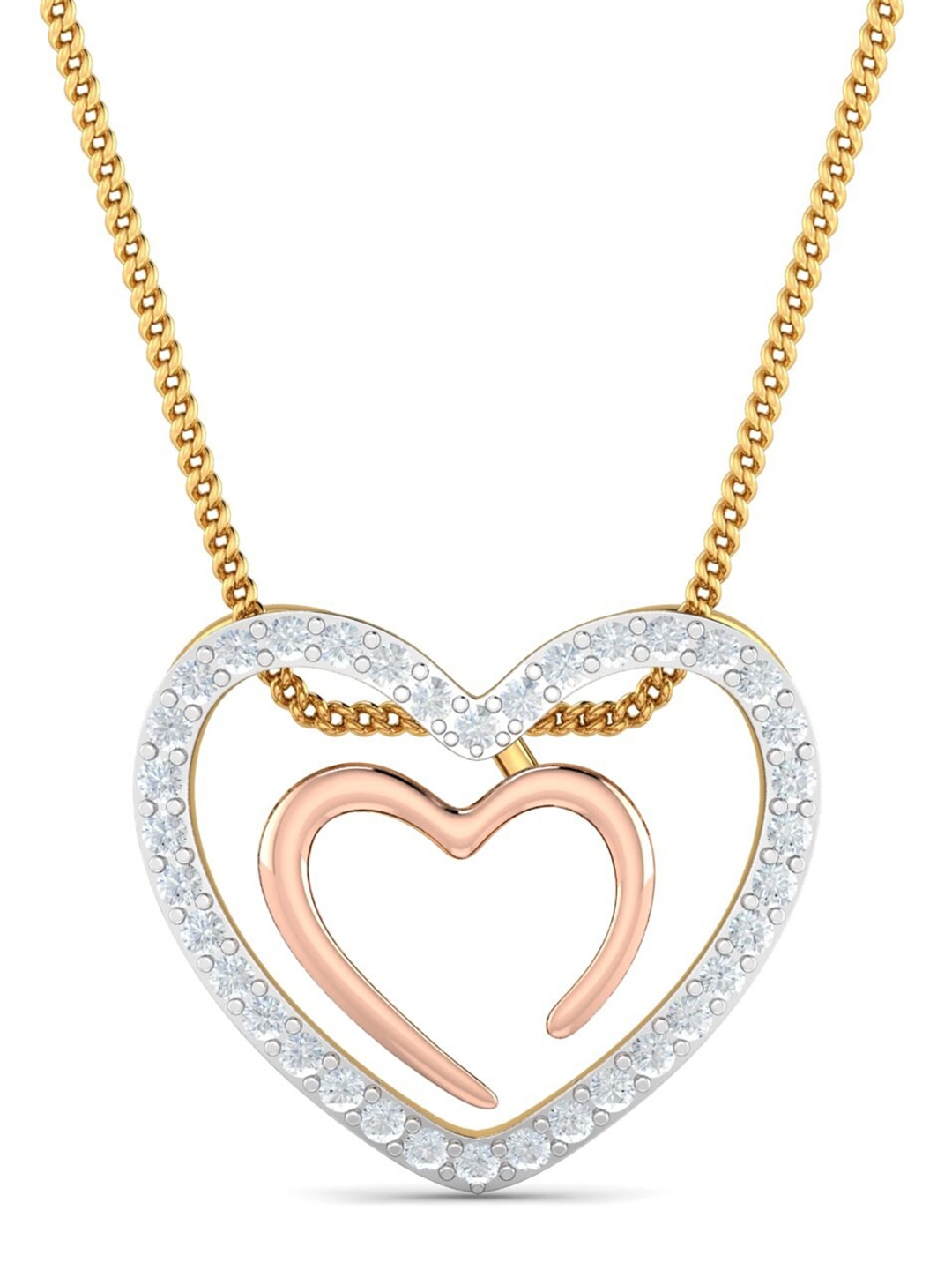 

KUBERBOX Ida 18KT Rose Gold Diamond Studded Heart Pendant- 1.49 gm