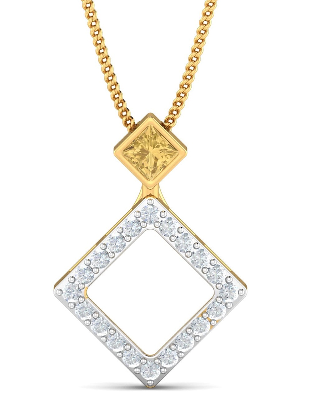 

KUBERBOX Adina 18KT Gold Diamond-Studded Topaz Pendant -1.52 gm