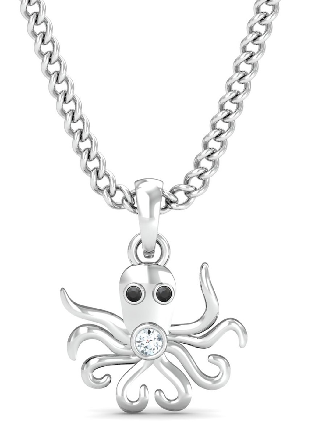 

KUBERBOX Offbeat Octopus 18KT White Gold Diamond-Studded Pendant - 0.88 gm, Silver