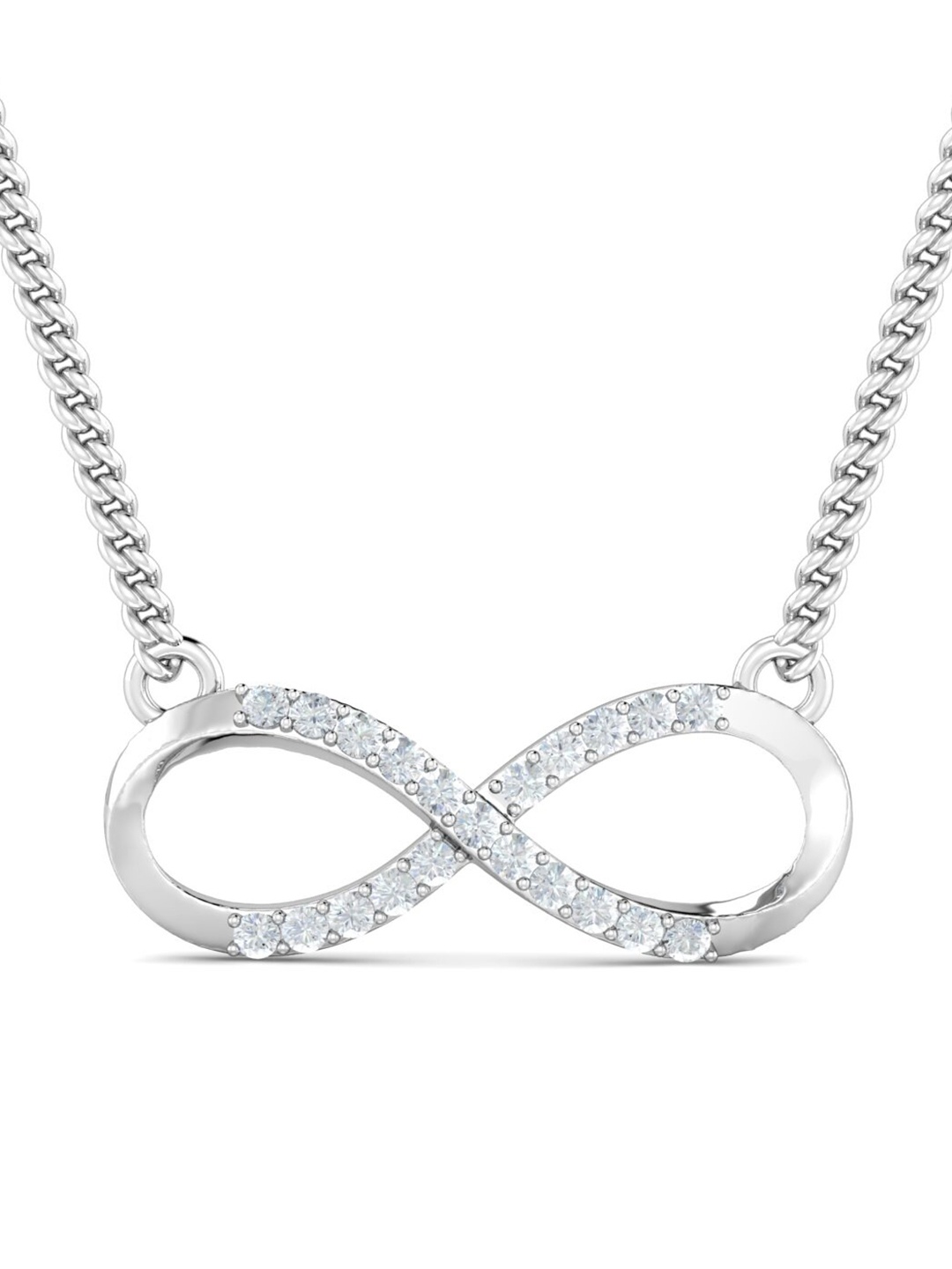 

KUBERBOX 18KT White Gold Diamond-Studded Classic Infinity Pendant - 1.59gm, Silver