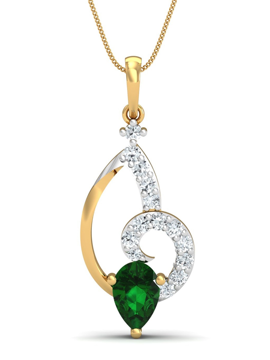 

KUBERBOX 18K Gold Diamond Imperial Emerald Pendant 1.72 gm