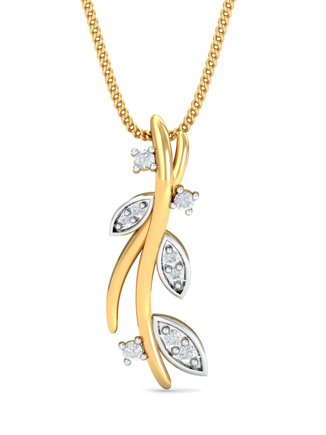 

KUBERBOX Fairy Twig 18KT Gold Diamond Studded Pendant- 1.19 g
