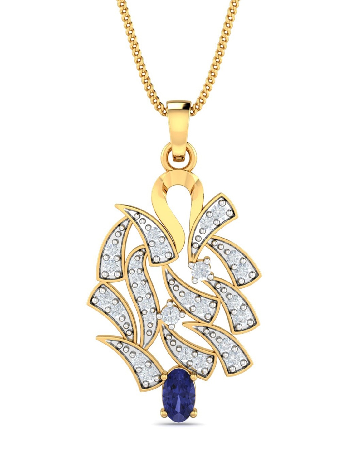 

KUBERBOX Anichka Tanzanite 18KT Diamond-Studded Pendant-2.21 gm, Gold