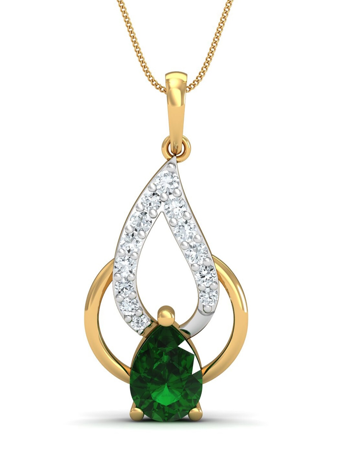 

KUBERBOX First Affection 18KT Gold Diamond-Studded Emerald Pendant -2.01 gm