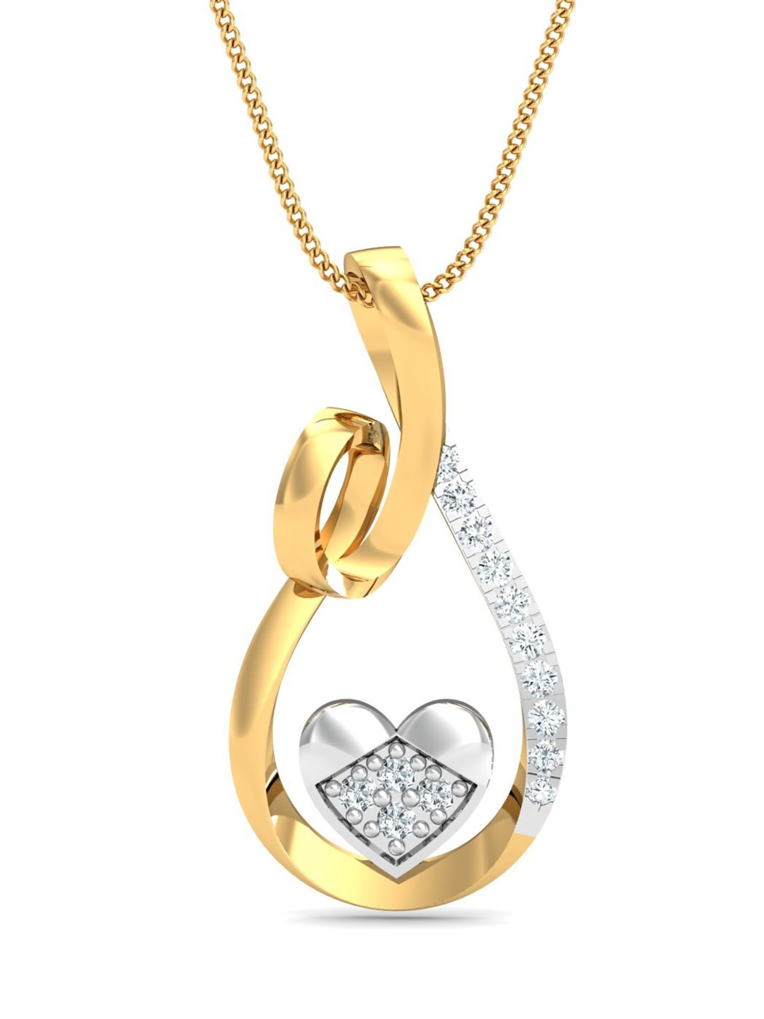 

KUBERBOX 18KT Gold Framed Heart Pendant Diamond -2.57 gm