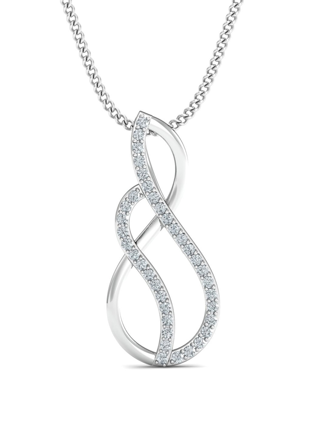 

KUBERBOX Dolce Curve 18KT White Gold Diamond Pendant - 0.9 g, Silver