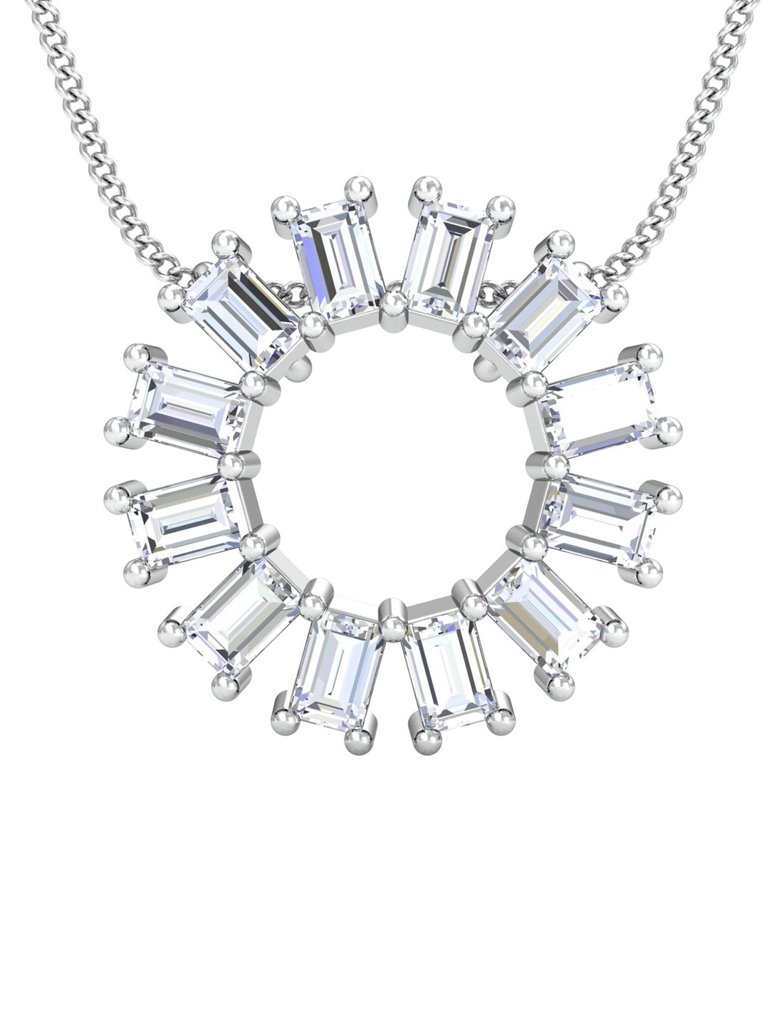 

KUBERBOX Radiance Circular 18KT White Gold Diamond-Studded Pendantgm3.33, Silver