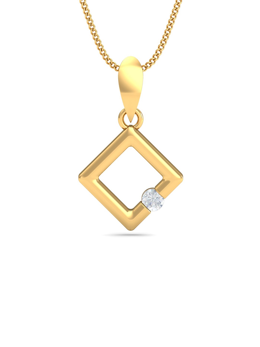 

KUBERBOX 18KT Gold Elegant Rhombus Diamond-Studded Pendant -1.31 gm