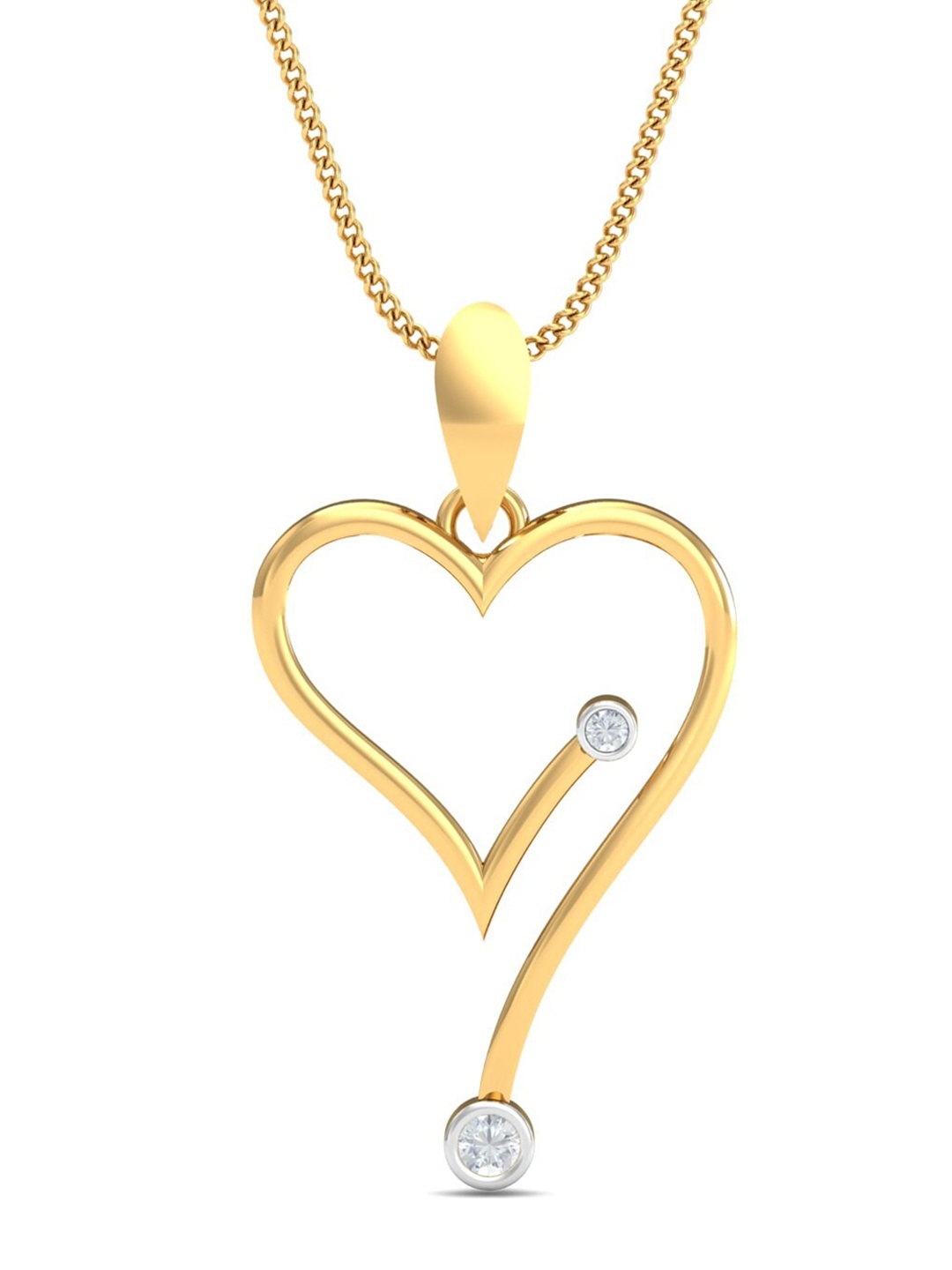 

KUBERBOX Modern Era 18KT Gold Diamond-Studded Heart Pendant- 1.08 gm