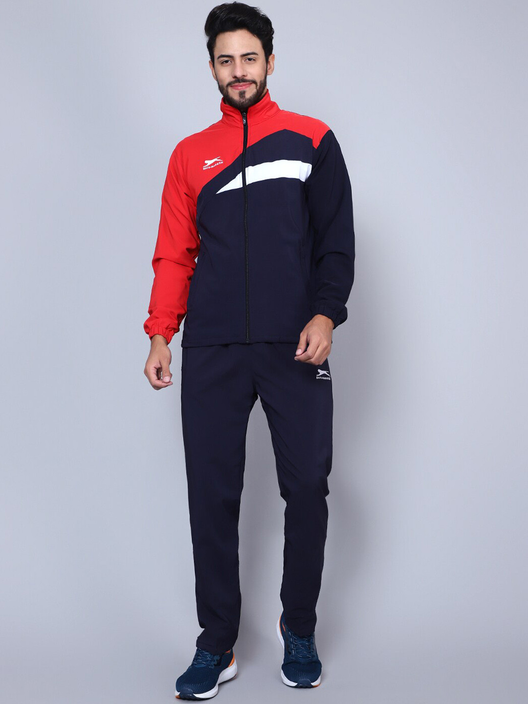 

Shiv Naresh Men Colourblocked Zip-Front Tracksuit, Navy blue
