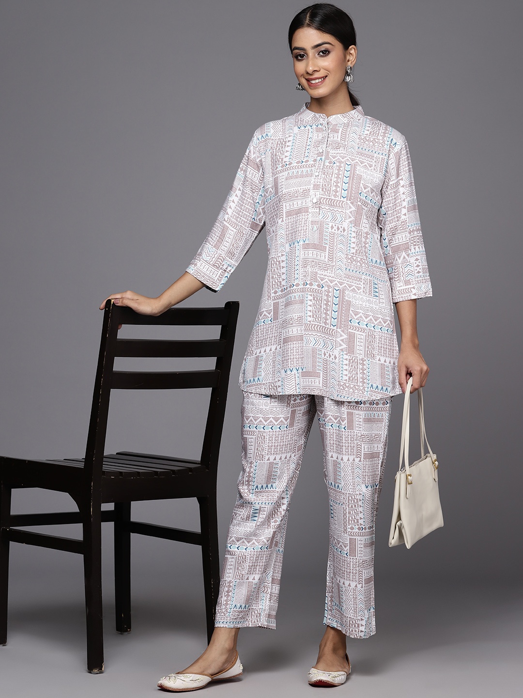 

Libas Printed Ethnic Tunic with Trousers, Mauve