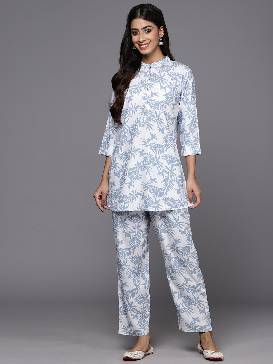

Libas Printed Ethnic Tunic with Trousers, White