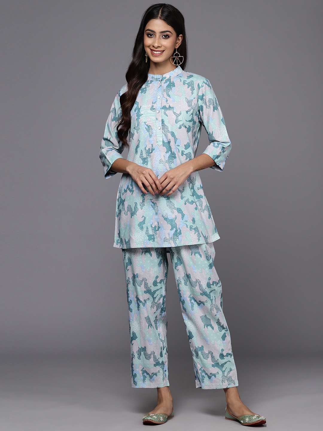

Libas Printed Ethnic Tunic with Trousers, Grey