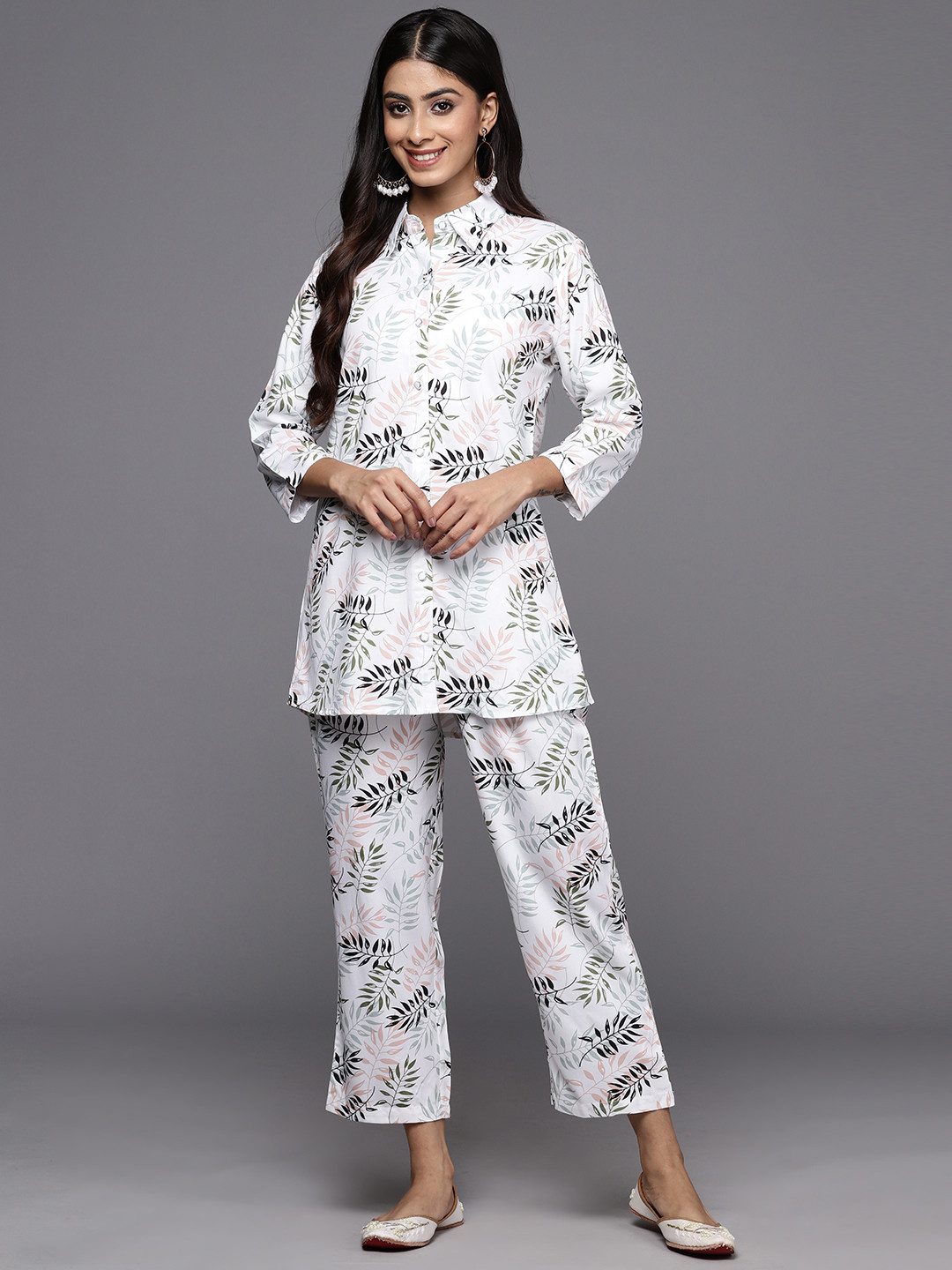 

Libas Women Printed Tunic with Trousers, White