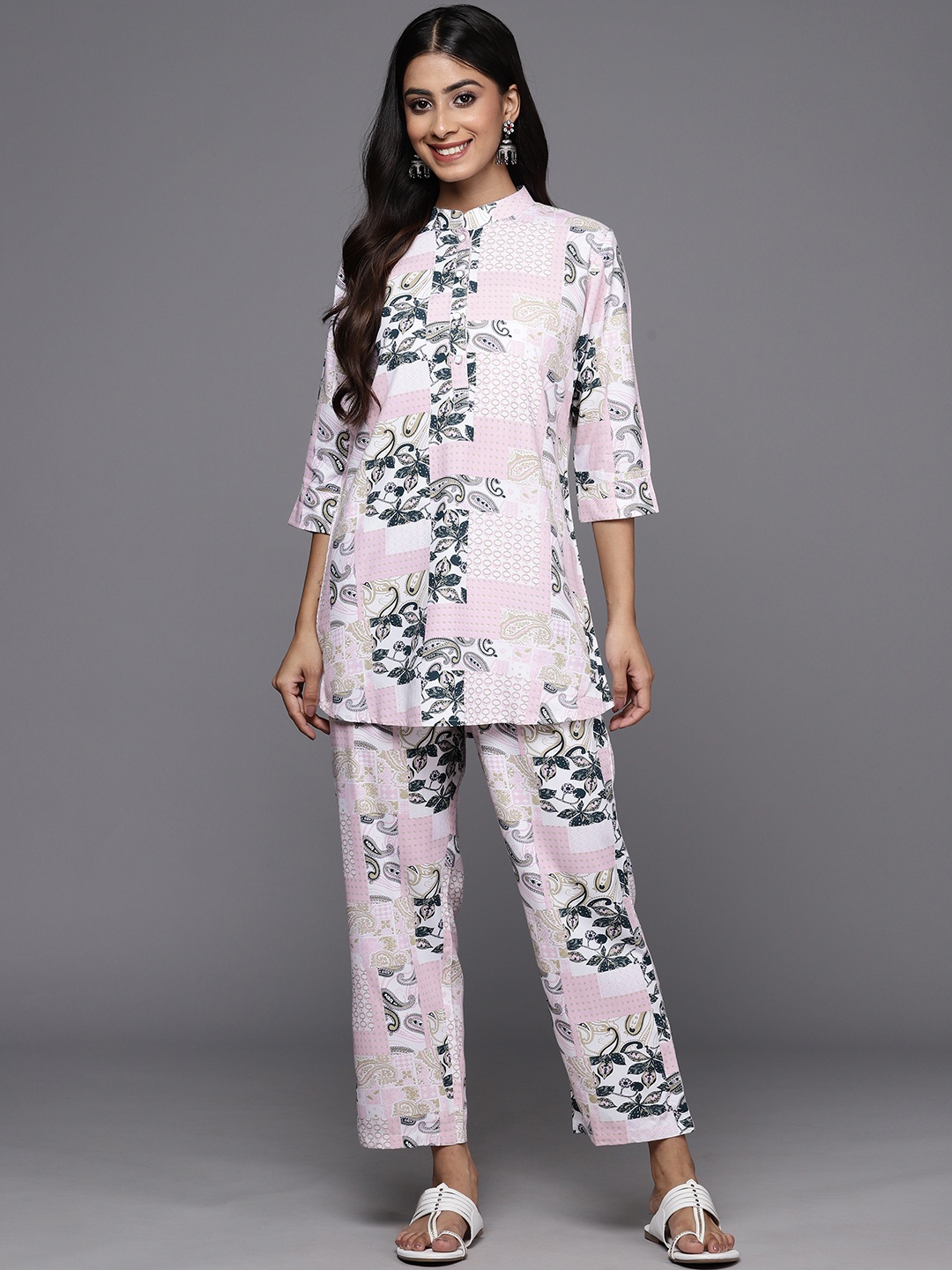 

Libas Women Printed Tunic with Trousers, Pink