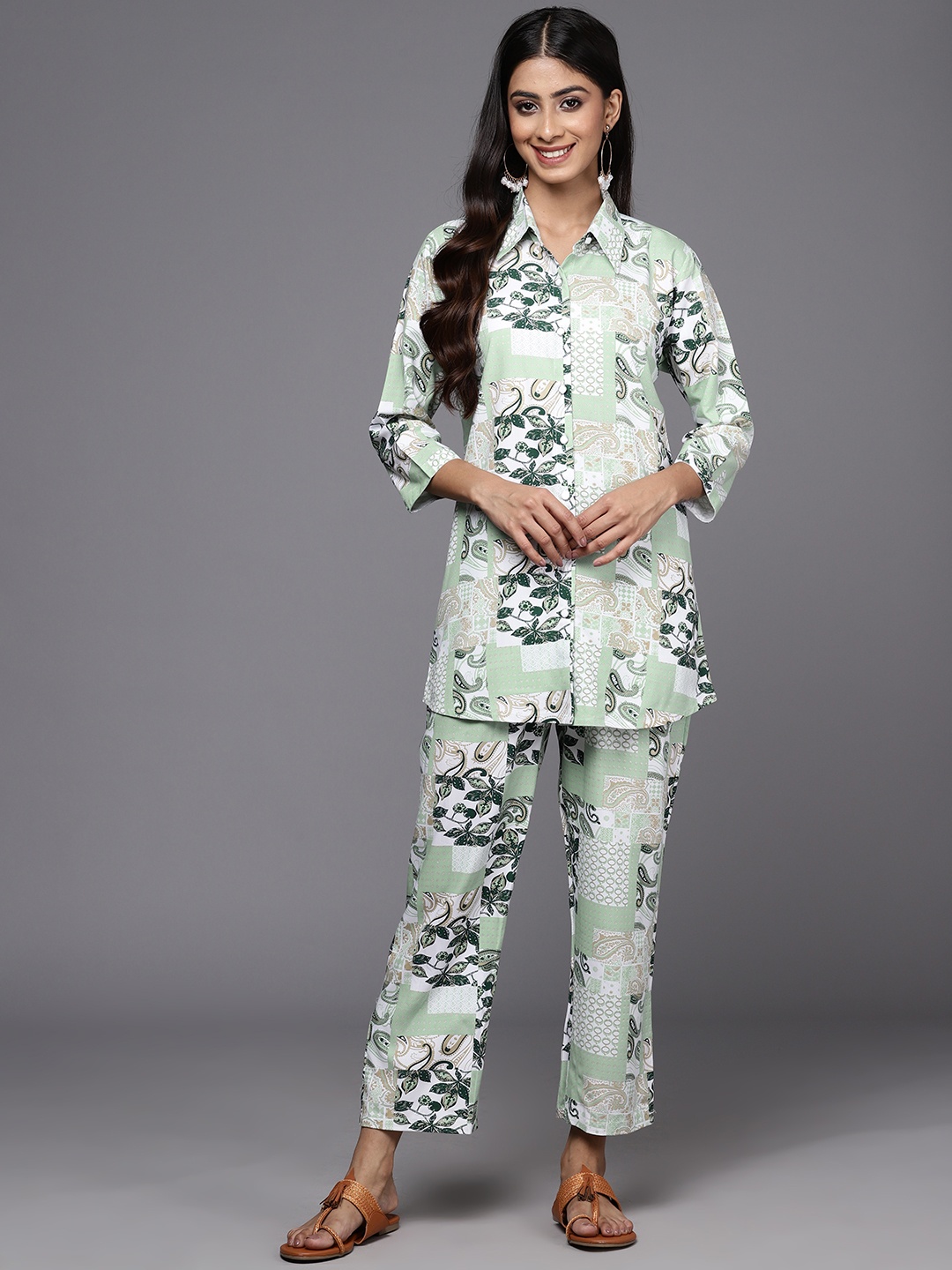 

Libas Women Printed Tunic with Trousers, Green