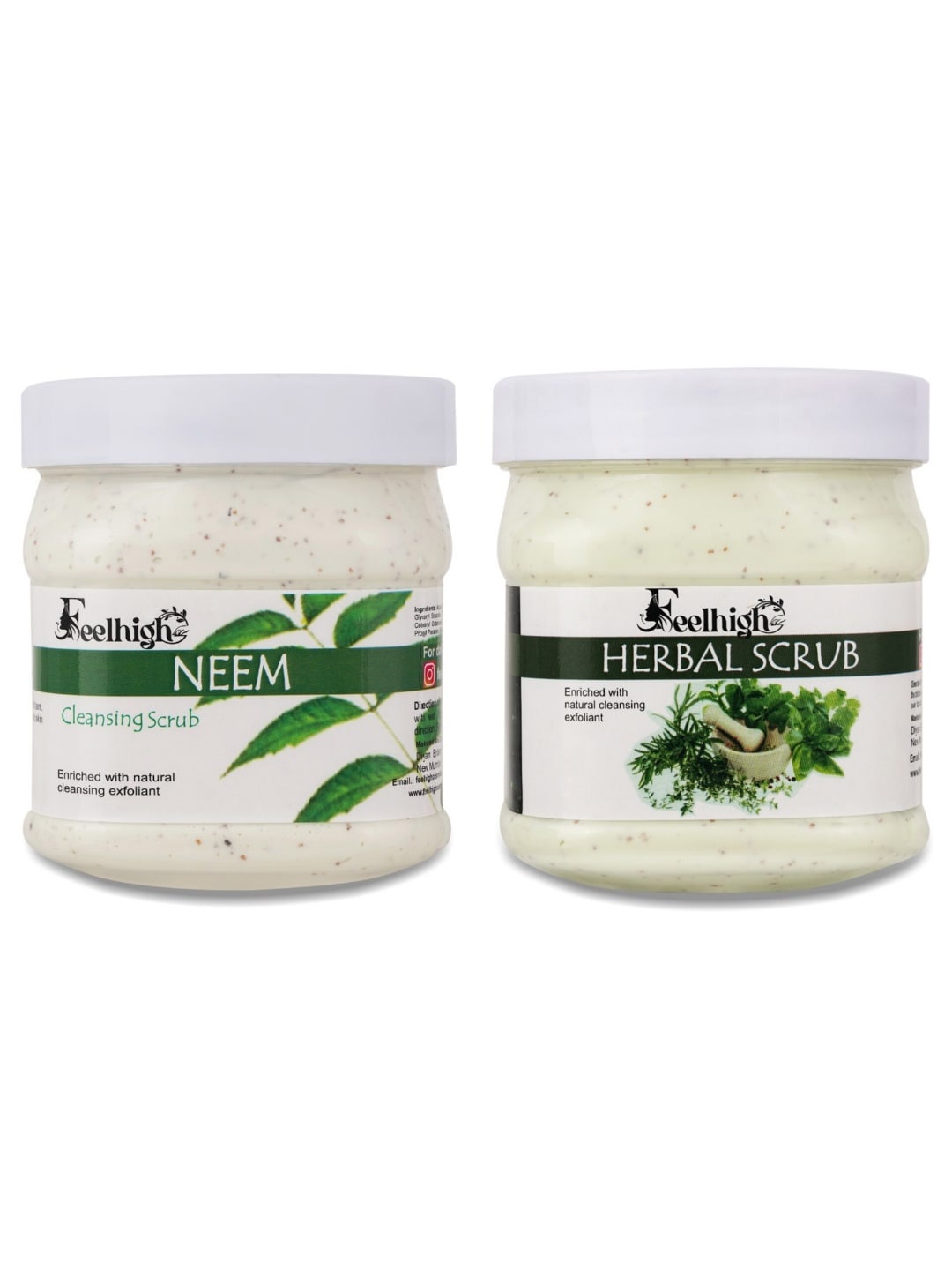 

Set Of 2 Neem Scrub & Herbal Scrub For Face & Body 500 ml Each, Transparent