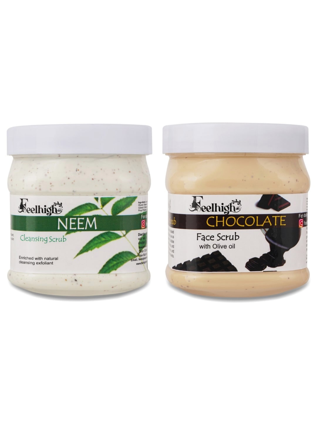 

FEELHIGH Set Of 2 Neem & Chocolate Face & Body Scrub 500ml Each, Pink