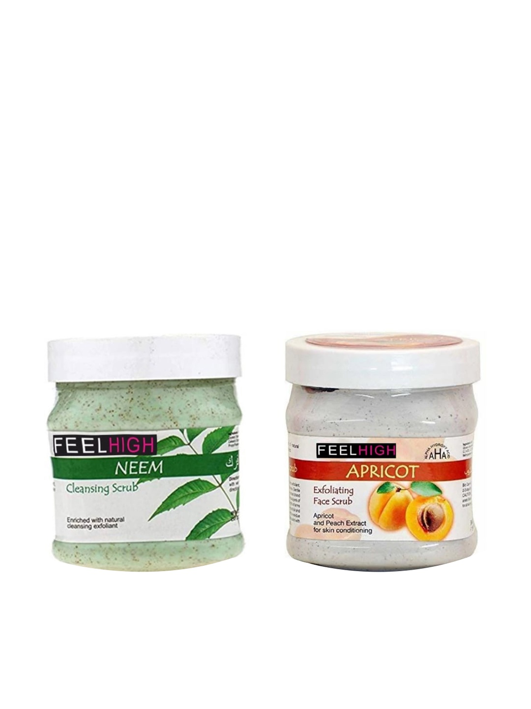 

Set Of 2 Neem Scrub & Apricot Scrub For Face & Body 500 ml Each, Transparent