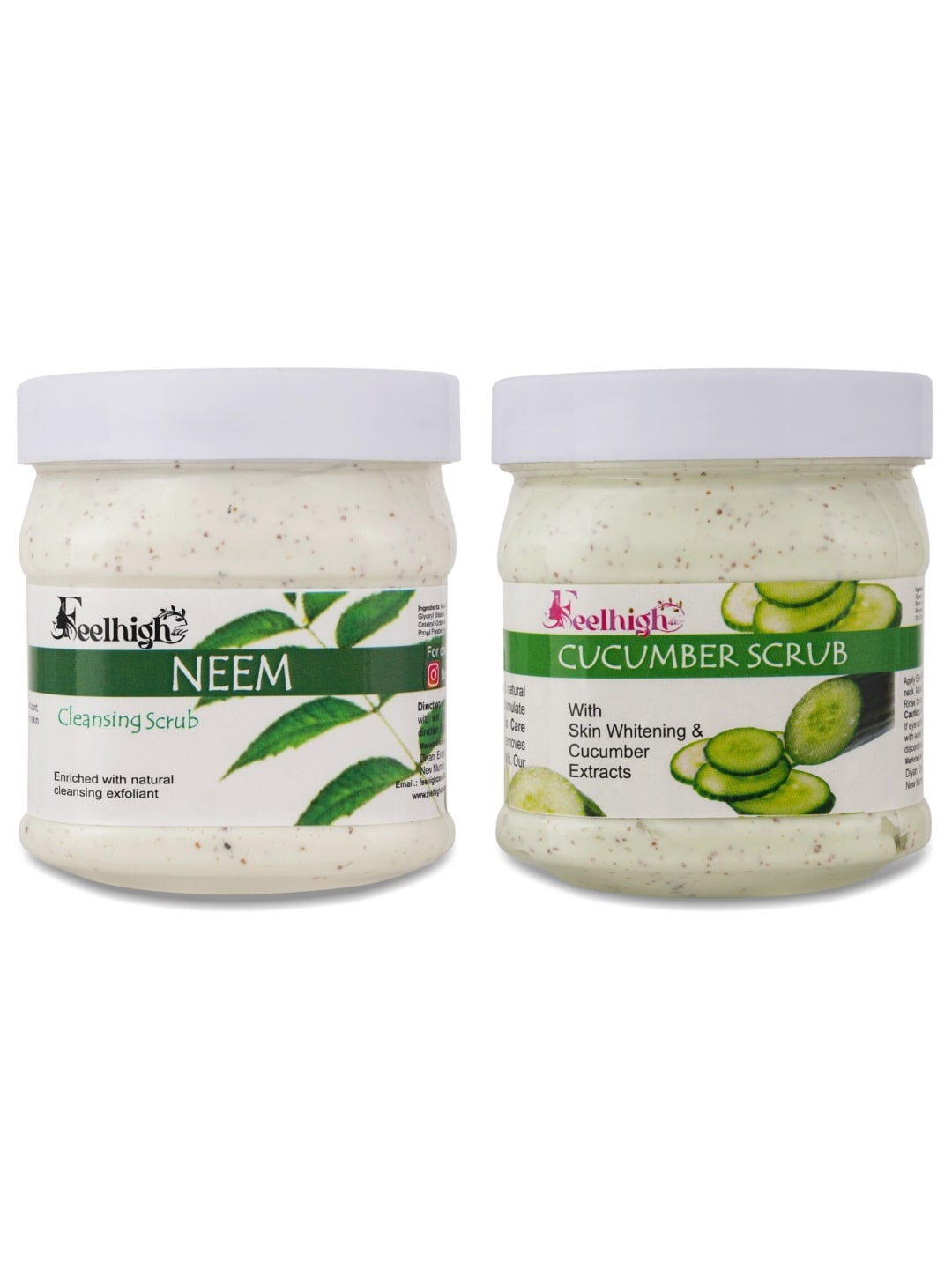 

FEELHIGH Neem & Cucumber Face & Body Scrubs 500ml Each, White