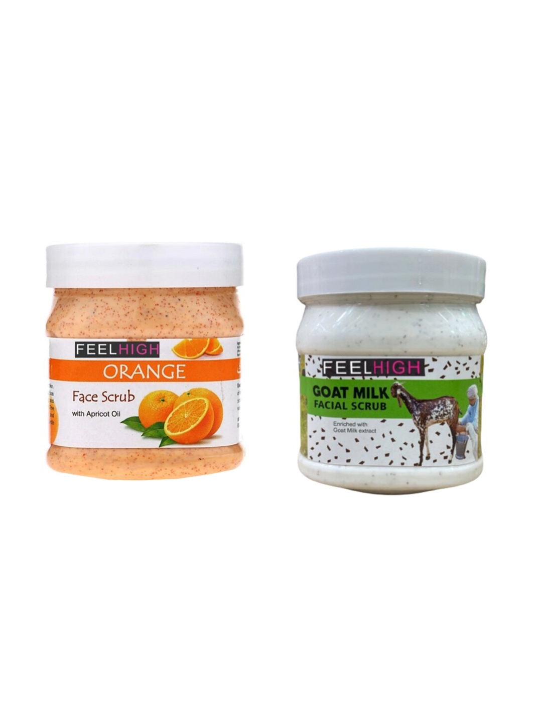 

FEELHIGH Set Of 2 Orange & Goat Milk Face & Body Scrub, White