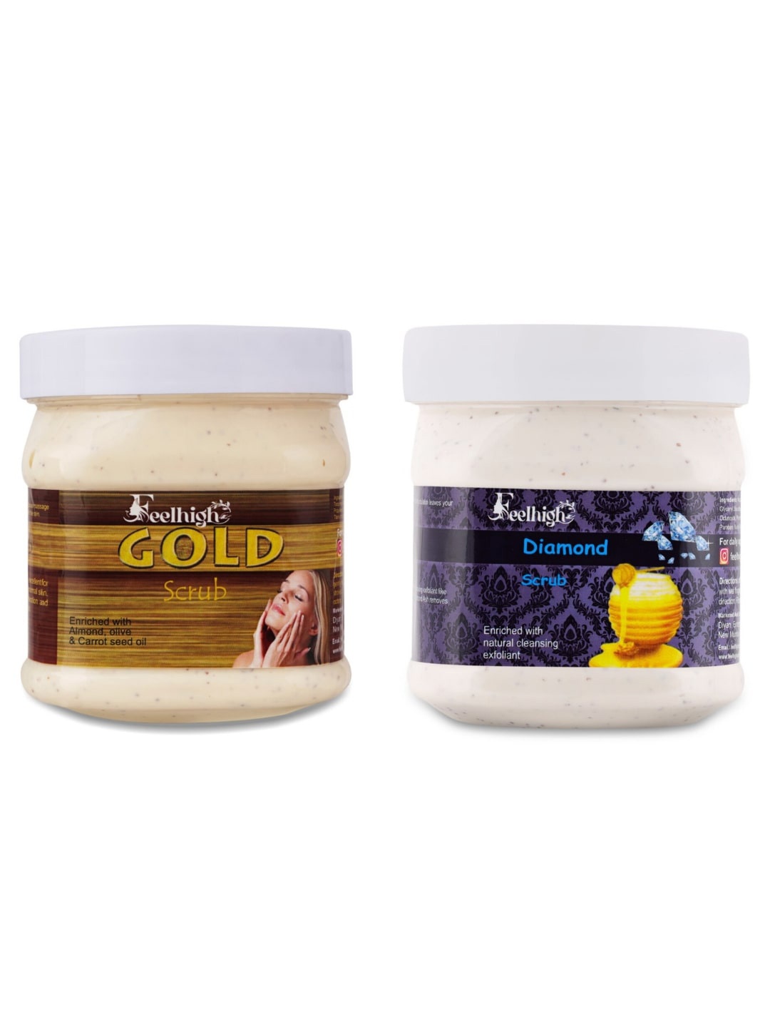 

Set Of 2 Gold Scrub & Diamond Scrub For Face & Body 500 ml Each, Transparent