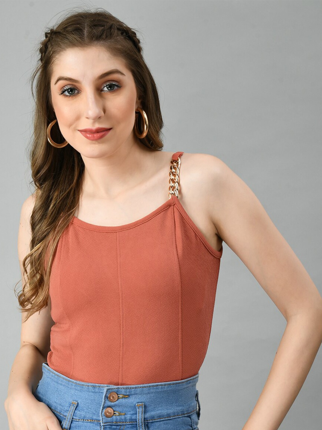 

IUGA Sleeveless Casual Top, Peach