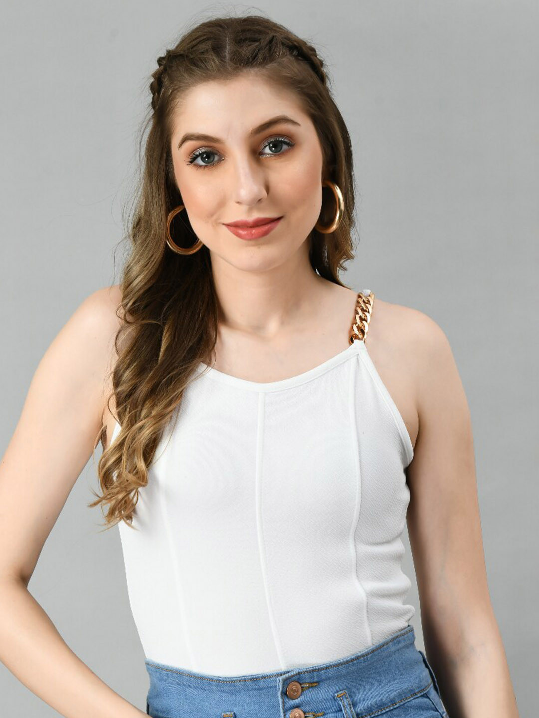 

IUGA Sleeveless Casual Top, White