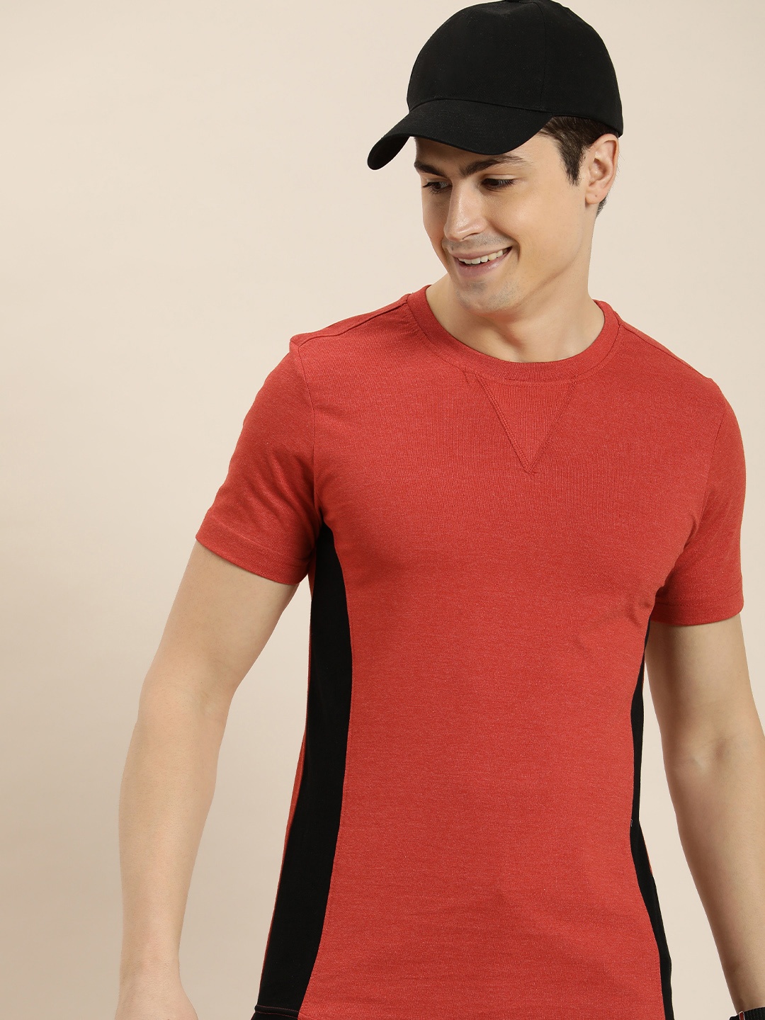 

HERE&NOW Men Striped T-shirt, Red