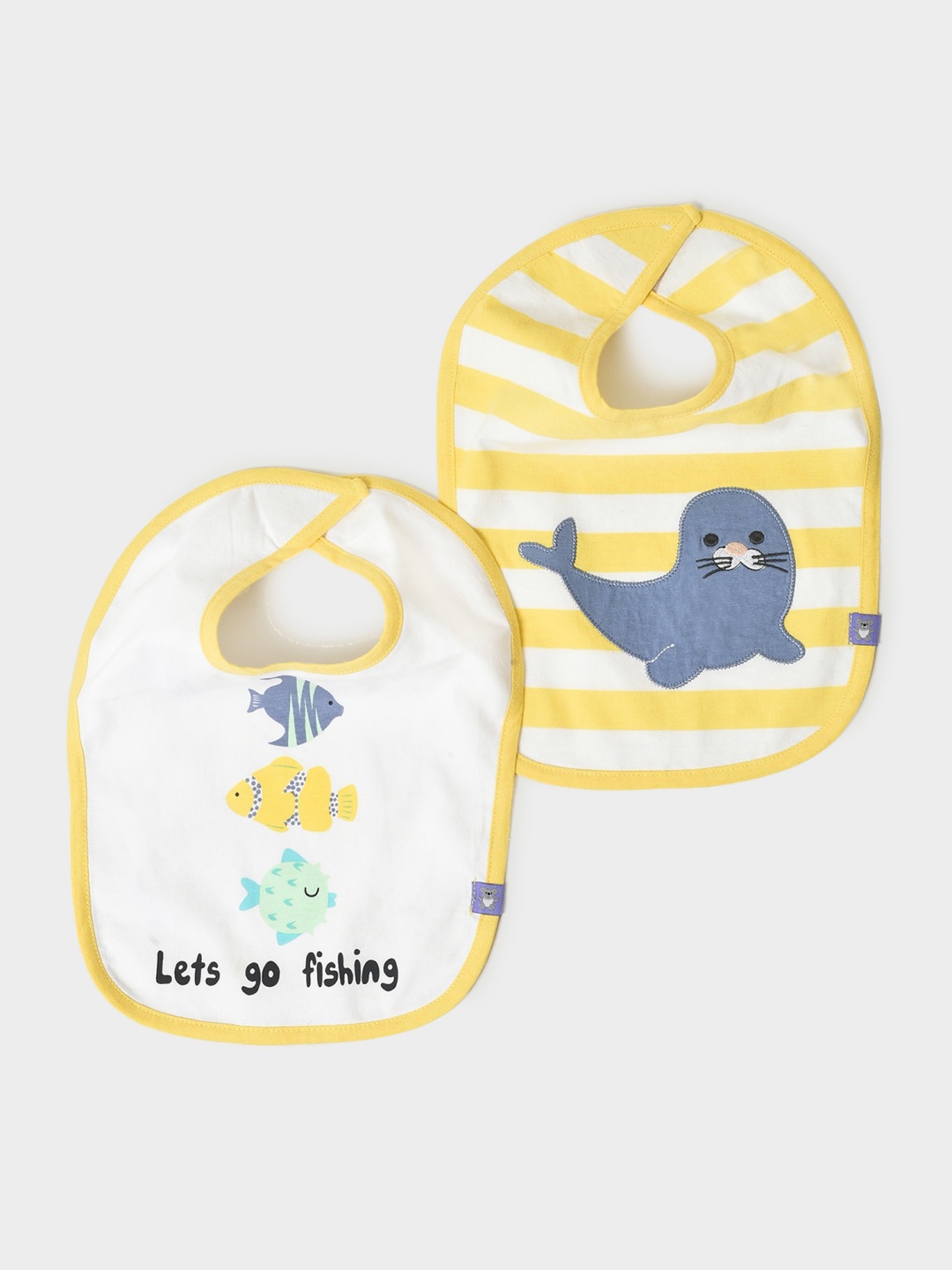

MiArcus Kids Pack of 2 Pure Cotton Weaning Bib, Yellow