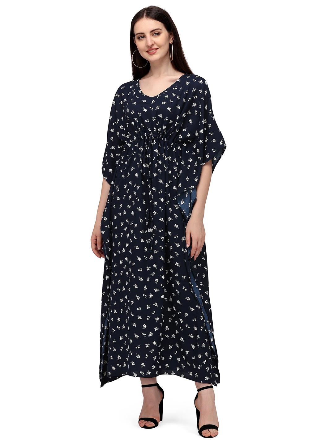 

Fashfun Floral Printed Flared Sleeves Kaftan Maxi Dress, Blue