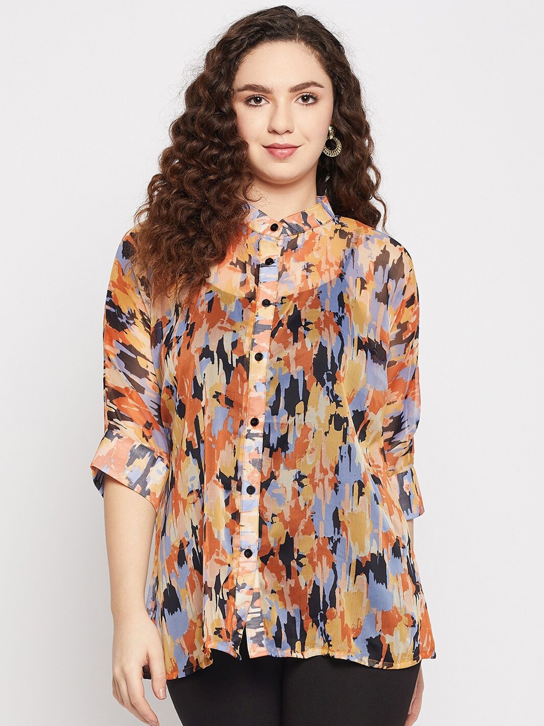 

Fashfun Printed Shirt Style Top, Orange