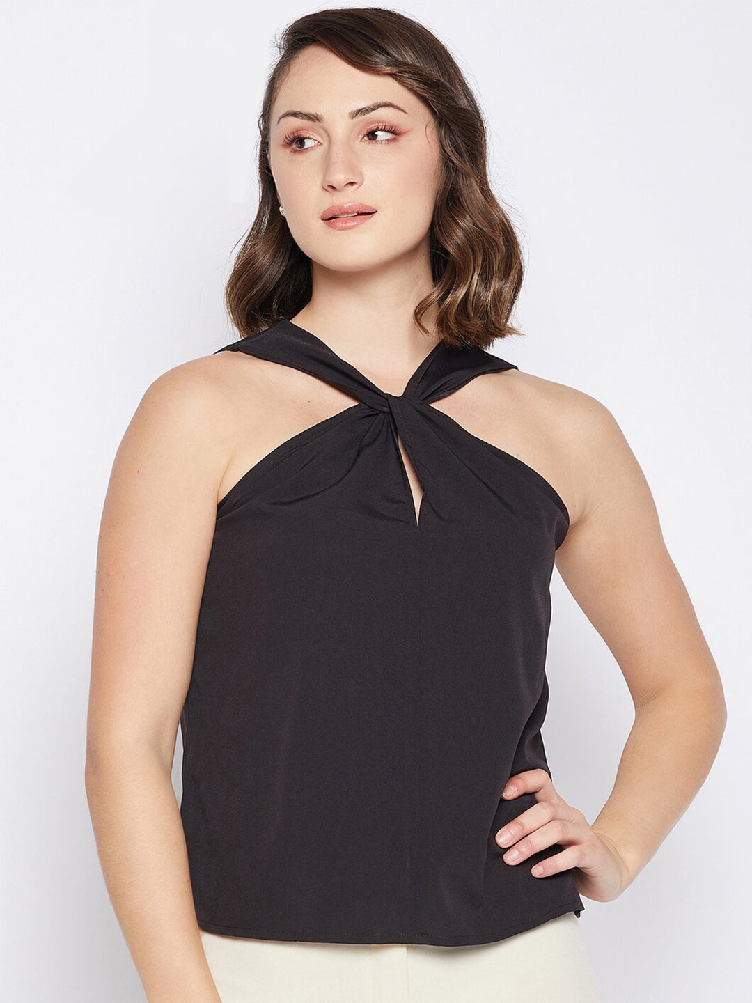 

Fashfun Keyhole Neck Top, Black
