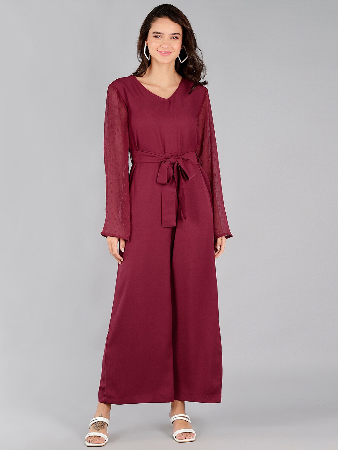 

Fashfun V-Neck Basic Jumpsuit, Red