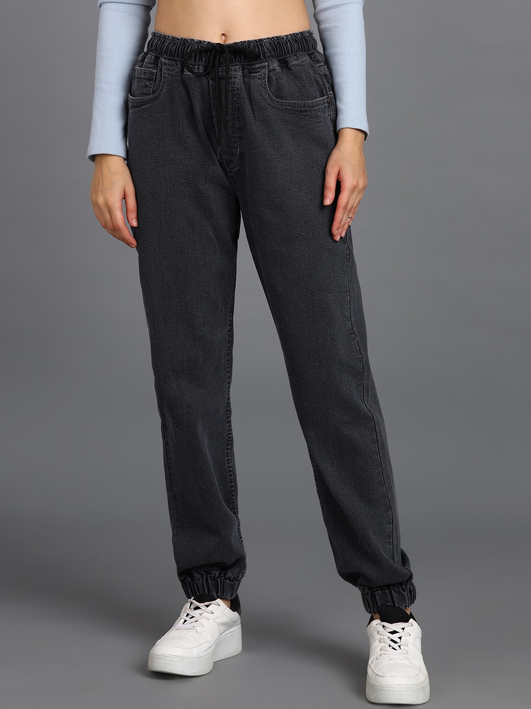 

Urbano Fashion Women Clean Look Stretchable Jogger Jeans, Grey