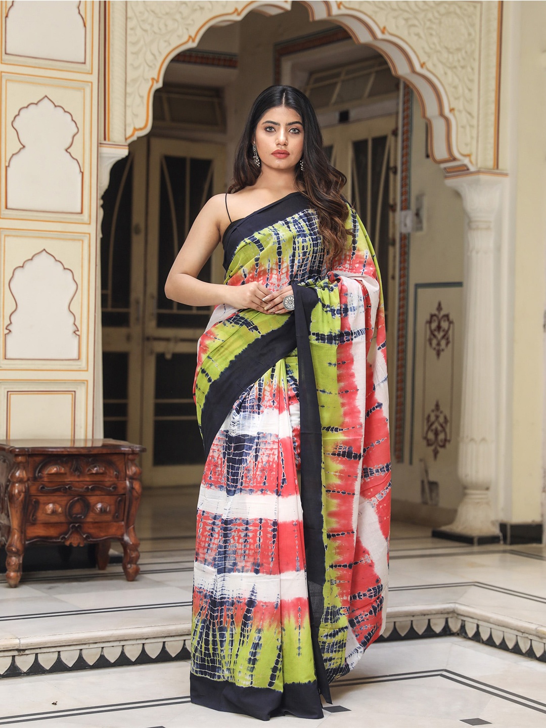 

BUTA BUTI Tie and Dye Pure Cotton Saree, Green