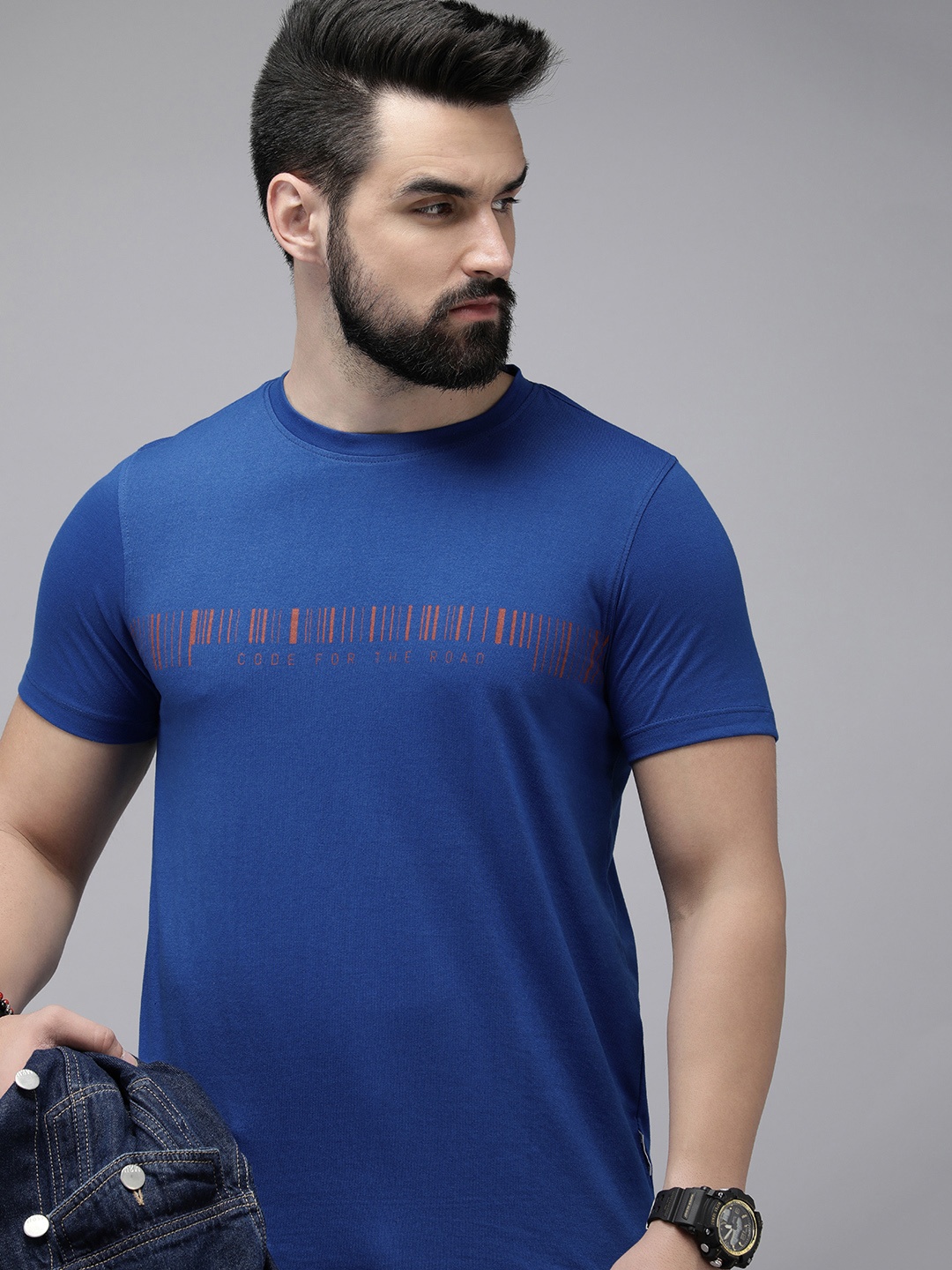 

Roadster Men Typography Printed T-shirt, Blue