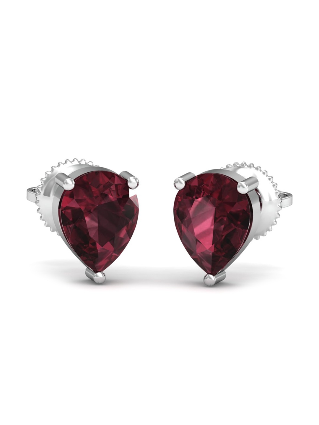 

KUBERBOX 18KT White Gold Pear Rhodolite Earrings- 1.45 gm, Silver