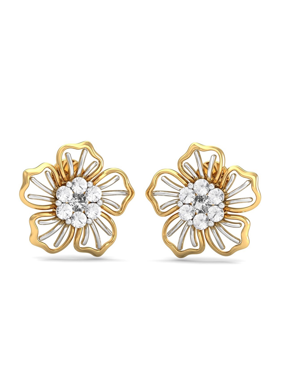

KUBERBOX Yana Bloom 18KT Gold-Studded Earrings-3.17 gm