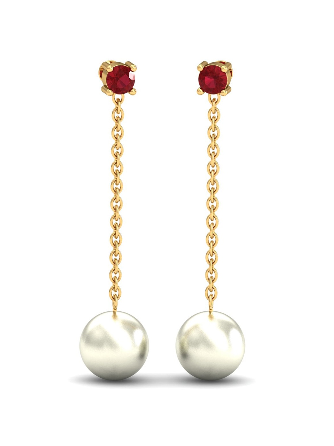 

KUBERBOX 18 KT Gold Drop Earrings with Pearls - 2.6 gm
