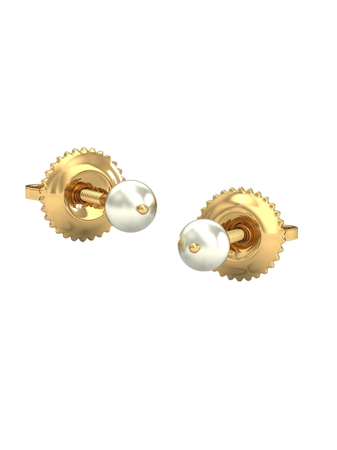 

KUBERBOX 18KT Gold Round Pearl Stud Earrings- 0.85 gm