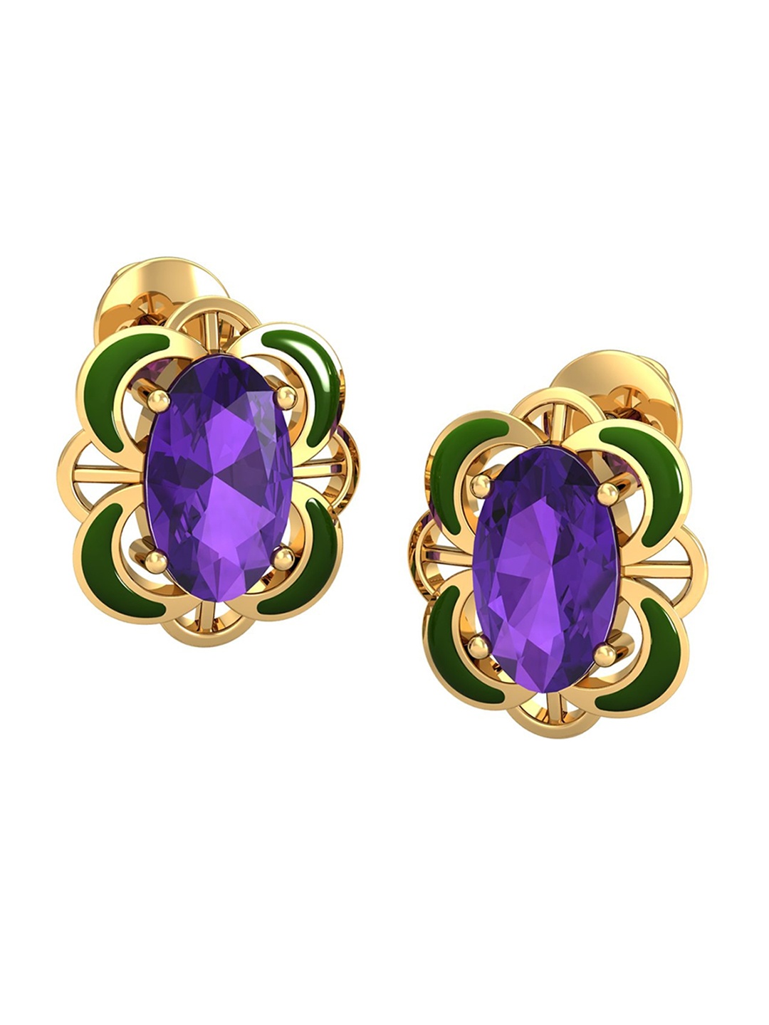 

KUBERBOX 18KT Gold Deisha Amethyst Earrings -3.6 gm