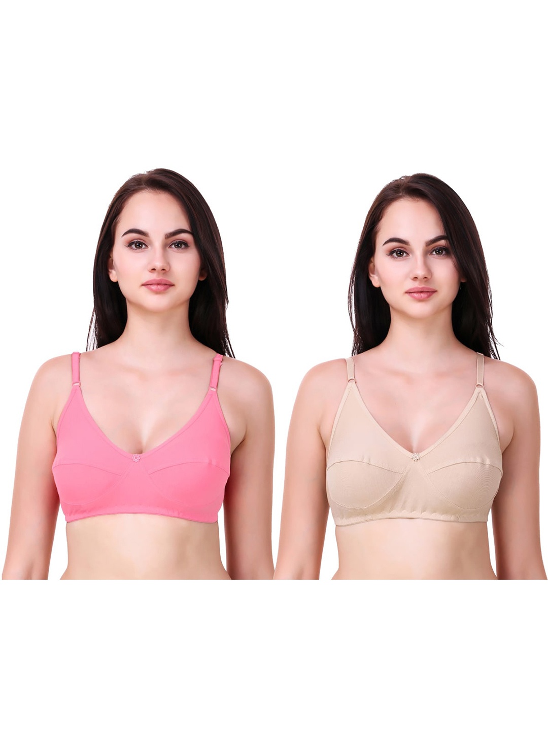 

Piylu Full Pack of 2 Coverage Non Padded All Day Comfort Bra, Pink